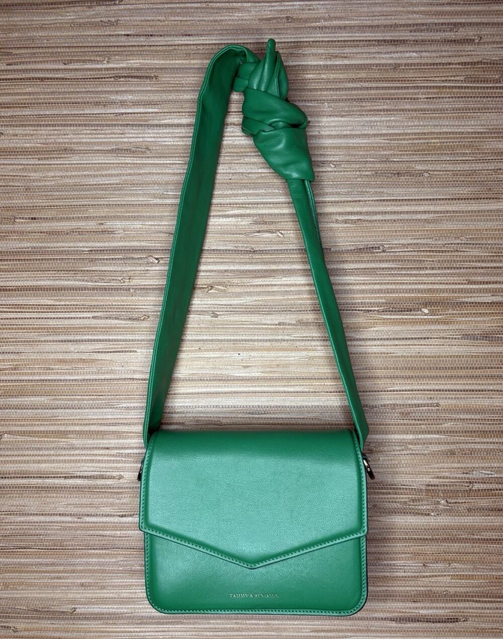 Tammy & Benjamin Calf Skin Leather Emerald Green Shoulder Bag 8” x 6”